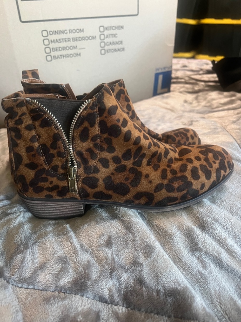 Leopard Print Side-Zip Ankle Booties - Brown